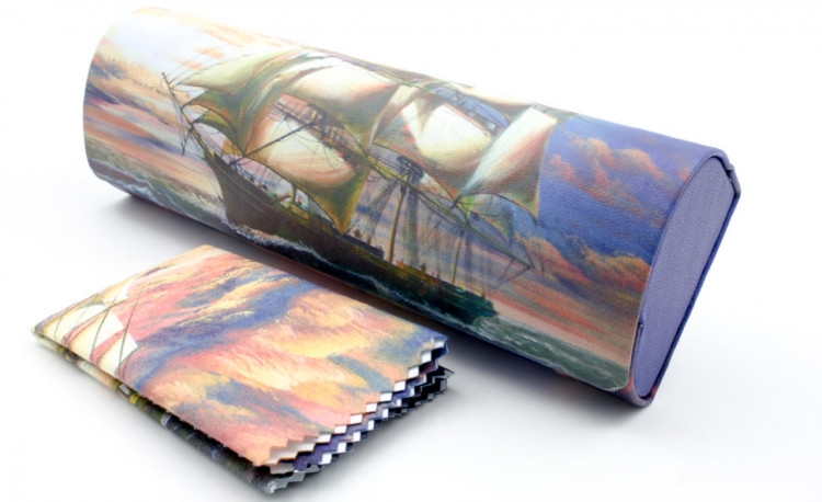 Футляр для очков W-260-47 с рисунком + салфетка