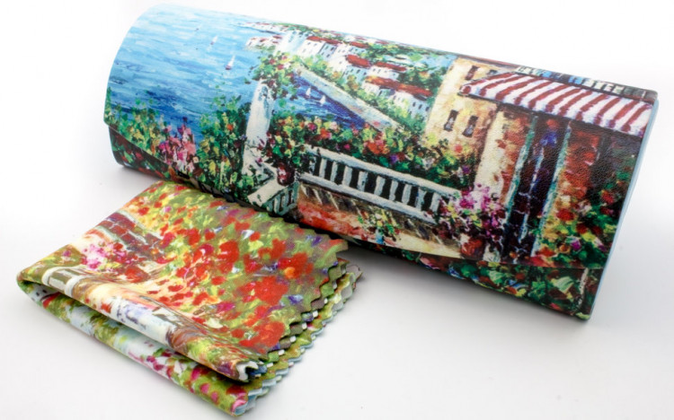 Футляр для очков W-290-56 с рисунком + салфетка